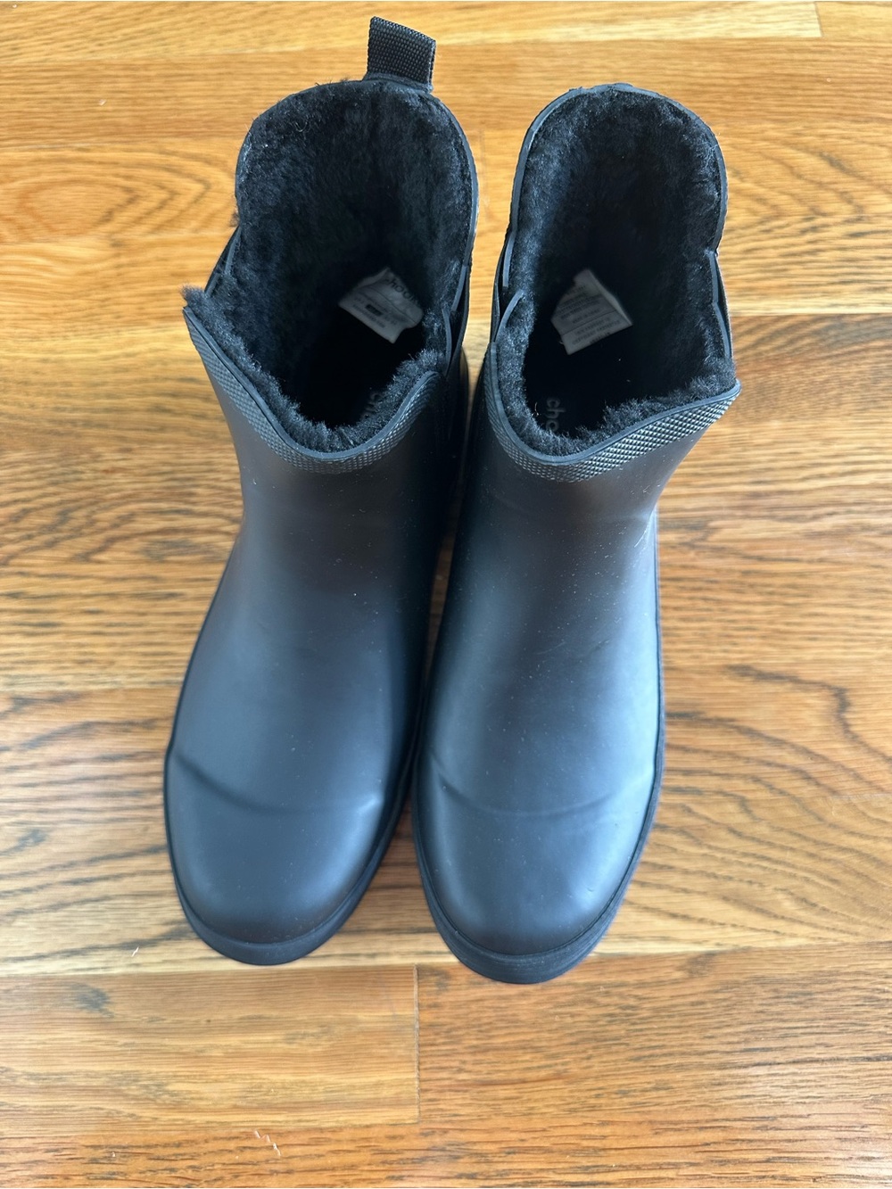 chooka Black Faux-Fur Lined Waterproof Ankle Rain Boots